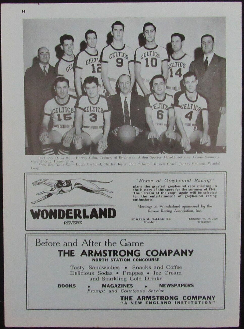 Vintage 1947 Boston Celtics vs. Chicago Stags Game Program 176885
