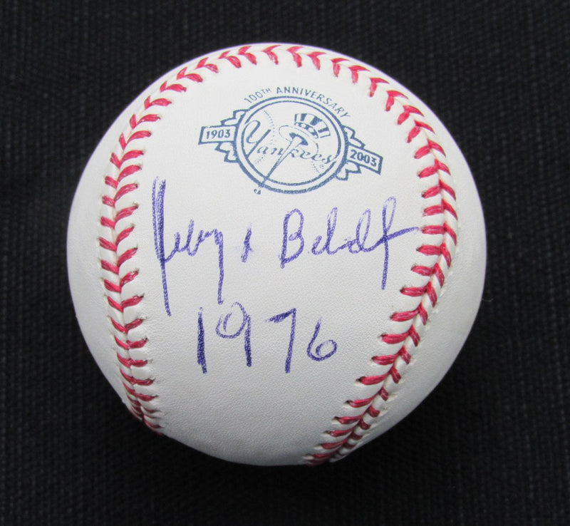 Juan Bernhardt Signed/Auto Yankees 100th OML Baseball JSA Inscr 186938