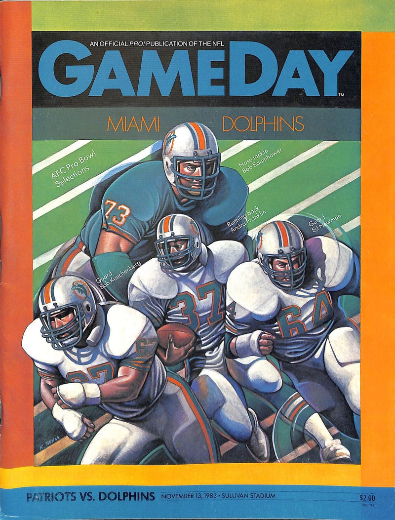 1983 New England Patriots vs. Miami Dolphins Marino 11/13/83 Game Program 180249