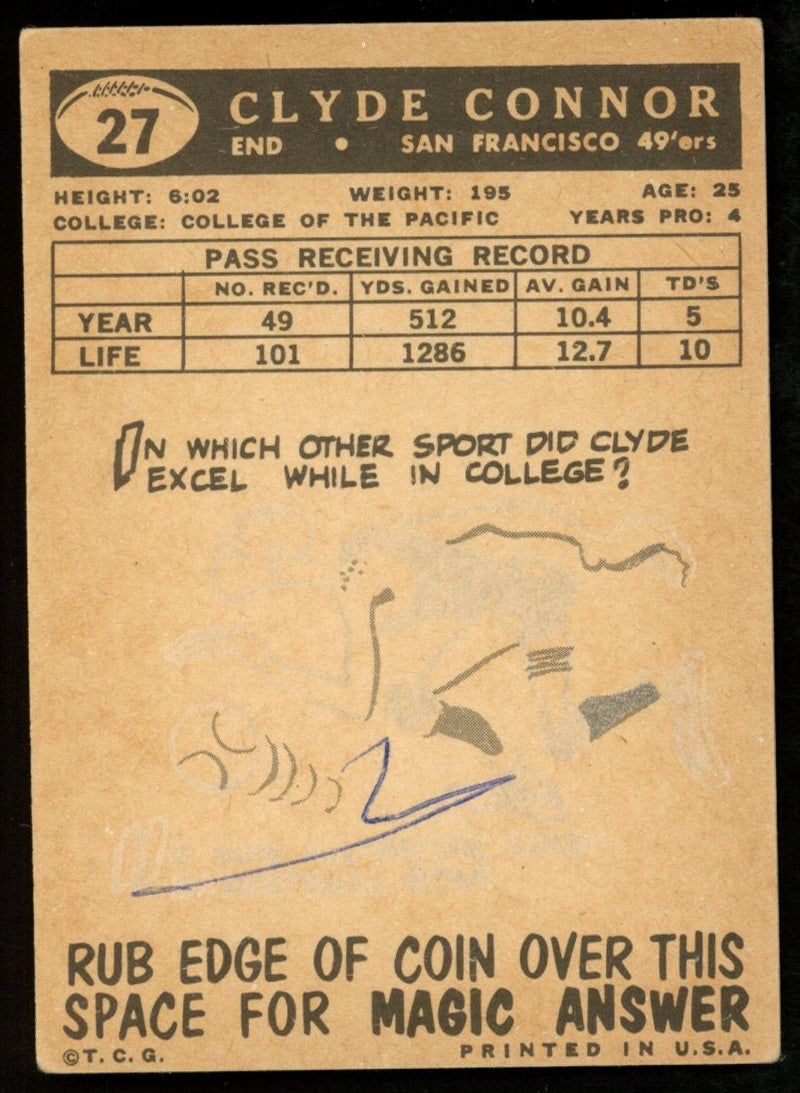 1959 TOPPS Football Card #27 Signed/Auto Clyde Conner San Francisco 49'ers