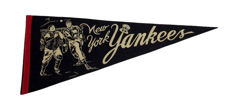 Vintage 1950's New York Yankees 12"X29" Navy Blue Pennant RARE 192294