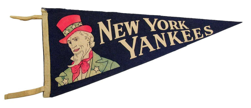 Vintage 1950's New York Yankees "Uncle Sam" 12"X27" Navy Pennant RARE 192291