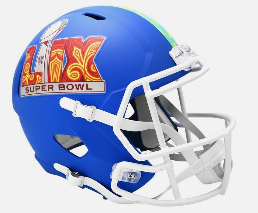 Super Bowl 59 Royal Blue REPLICA Full Size Football Helmet Chiefs Eagles Un Signed