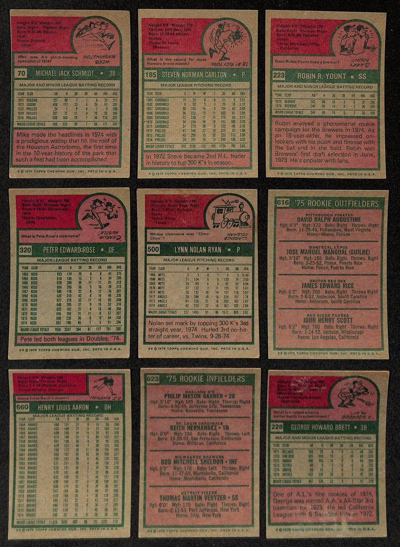 1975 Topps Baseball Card Complete Set (1-660) Brett Yount Aaron Schmidt 193606