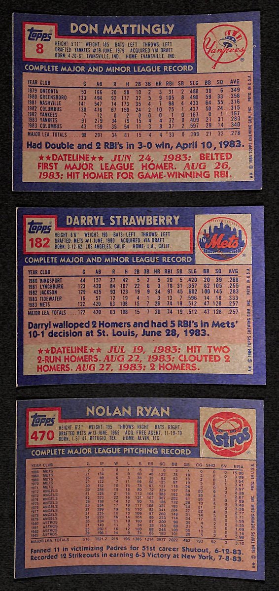 1984 Topps Complete Baseball Set (792) Ryan Mattingly Strawberry 193612