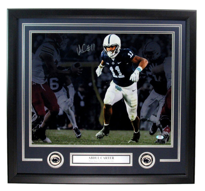 Abdul Carter Autographed 16x20 Photo Penn State Framed PSA/DNA 193526