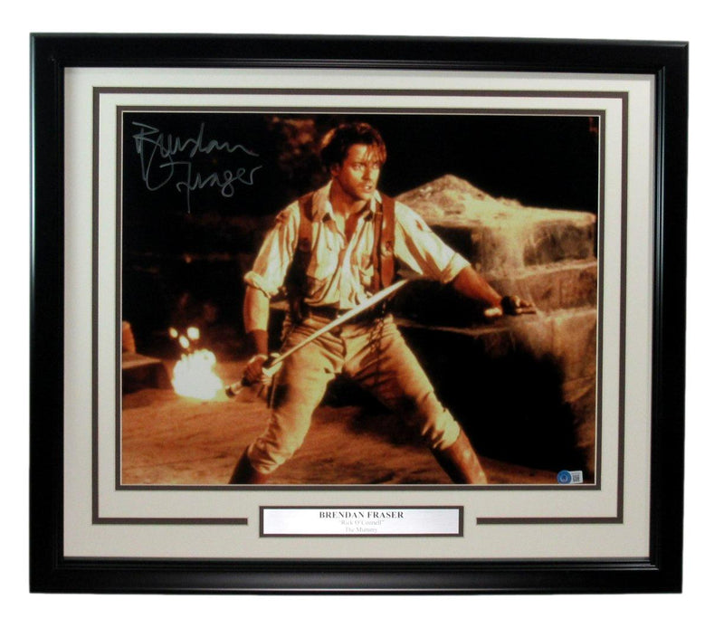 Brendan Fraser Signed "The Mummy" 16x20 Photo Framed Beckett 193530