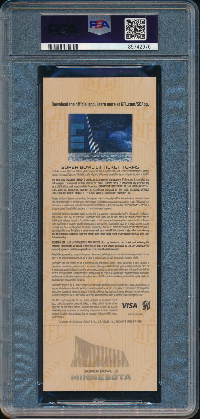 2018 Super Bowl LII Full Ticket Eagles vs. Patriots PSA/DNA MINT 9 193536
