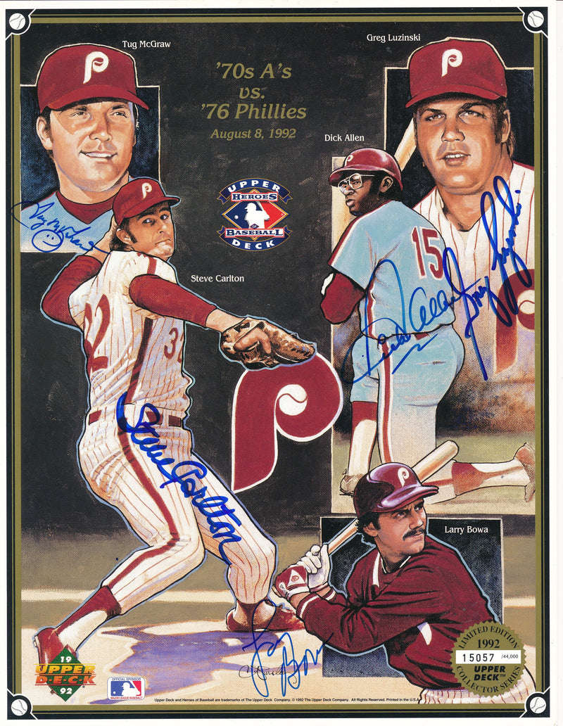 1992 Upper Deck Multi-Signed by 5 Philadelphia Phillies 8x10 Print 193539