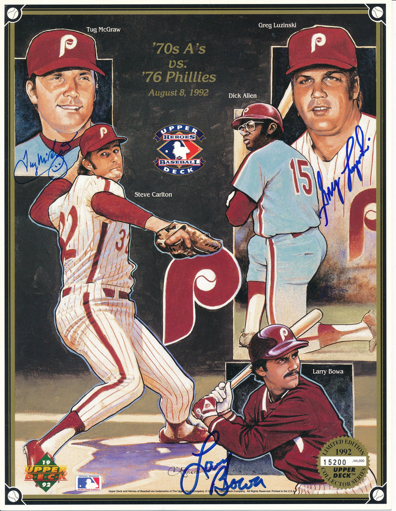 1992 Upper Deck Signed by 3 Phillies 8x10 Print McGraw Luzinski Bowa 193541