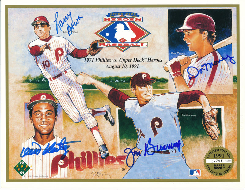 1991 Upper Deck Multi-Signed by 4 Philadelphia Phillies 8x10 Print 193544