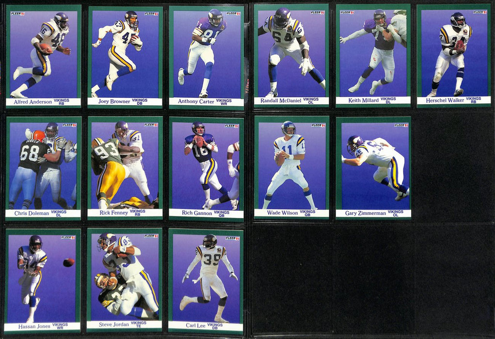 1991 FLEER Football Minnesota Vikings Team Set (14) Cards 189287