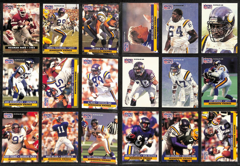1991 Pro Set Football Minnesota Vikings Team Set (26) Cards 189288