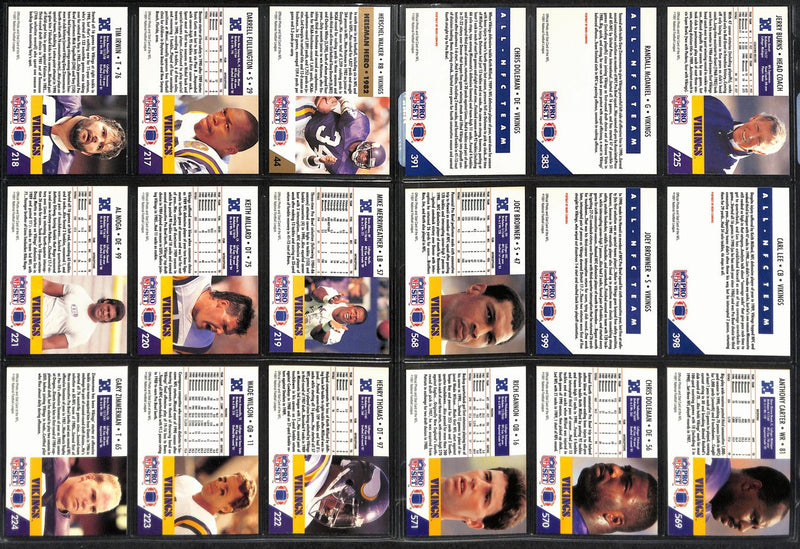 1991 Pro Set Football Minnesota Vikings Team Set (26) Cards 189288