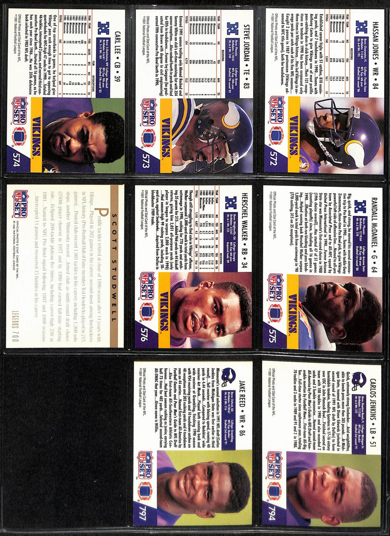 1991 Pro Set Football Minnesota Vikings Team Set (26) Cards 189288