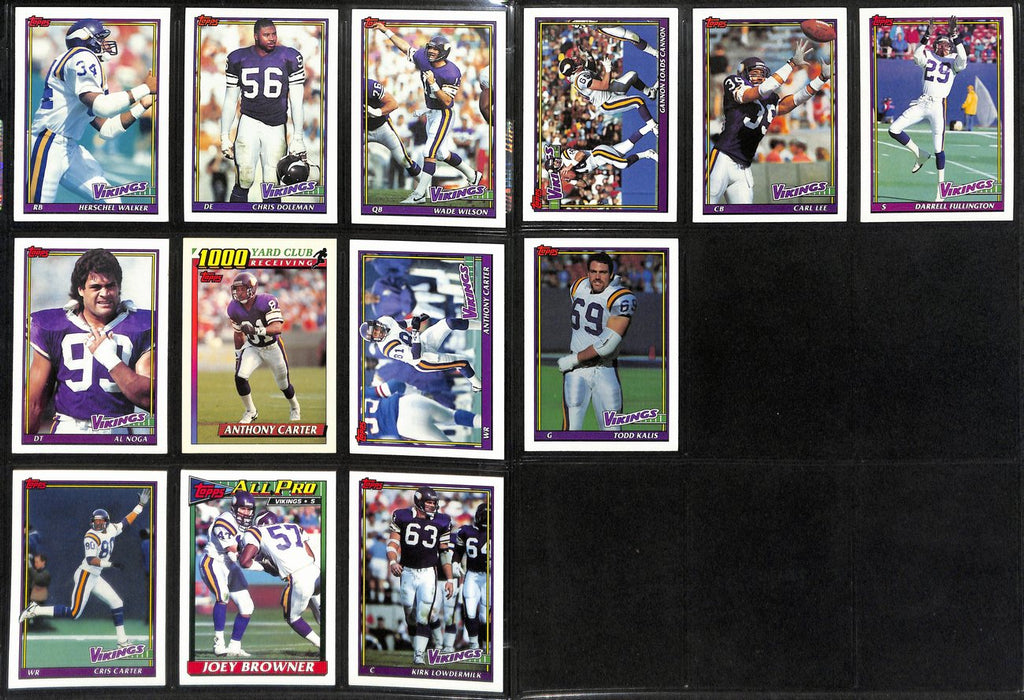 1991 TOPPS Football Minnesota Vikings Team Set (13) Cards 189290