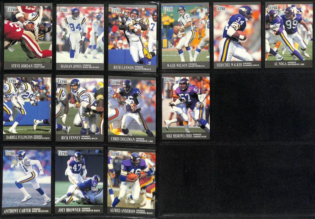 1991 FLEER Ultra Football Minnesota Vikings Team Set (13) Cards 189293