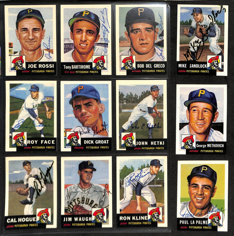 Lot of (12) Signed/Auto Reprint 1953 TOPPS Archives Baseball Cards Pirates 189394
