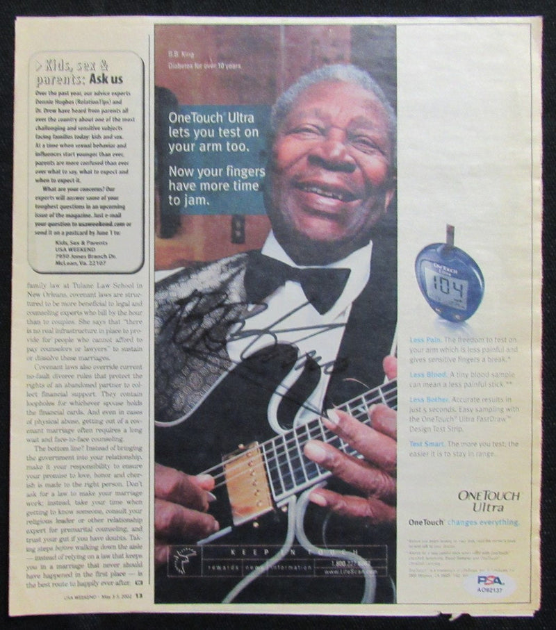 B.B. King Signed/Auto 4.5x10.5 Magazine Photo Performer PSA/DNA 193935