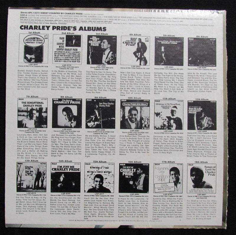 Charley Pride Signed/Autographed "Sweet Country" Album Cover PSA/DNA 193941