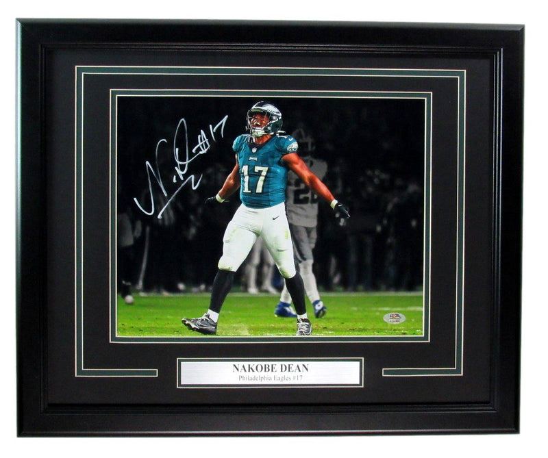 Nakobe Dean Autographed 11x14 Photo Framed Philadelphia Eagles PSA/DNA 193993