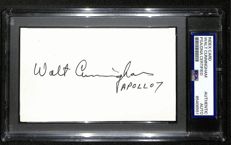 Walt Cunningham Signed/Inscibed 3x5 Index Card Astronaut PSA/DNA 194198