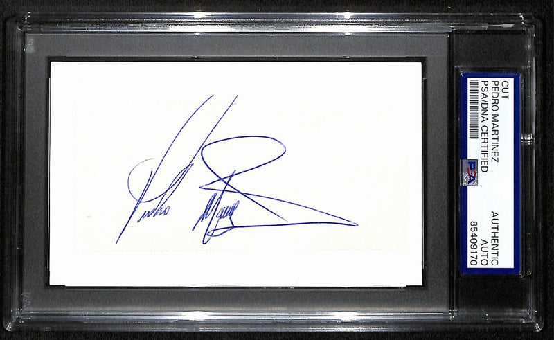 Pedro Martinez HOF Signed/Auto Cut on 3x5 Index Card Red Sox PSA/DNA 194182