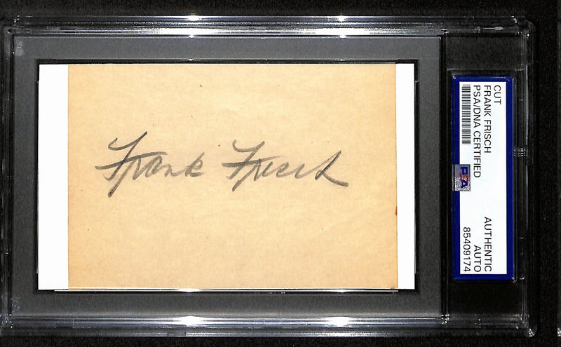 Frank Frisch HOF Signed/Auto Cut on 3x5 Index Card Cardinals PSA/DNA 194185