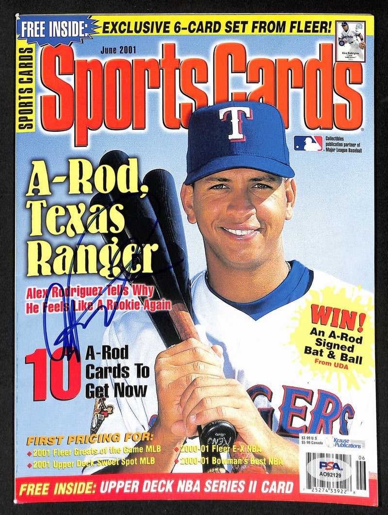 Alex Rodriguez Signed June 2001 Sports Cards Magazine NOLABEL PSA/DNA 193685