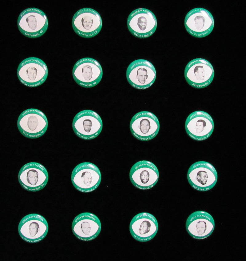 Vintage 1969 Drenks Potato Chips Green Bay Packers Complete Pin Set (20) 193869