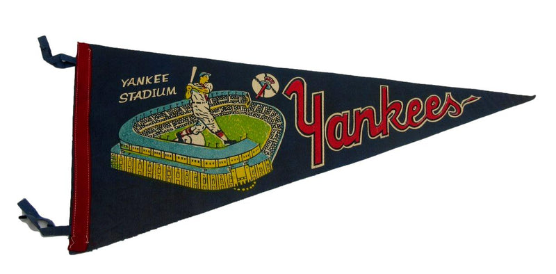 Vintage 1950's New York Yankees 12"X29" Blue Pennant Yankee Stadium RARE 192297