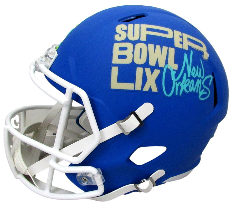 A.J. Brown Signed Full Size Replica SB LIX Blue Helmet Eagles Beckett 195537