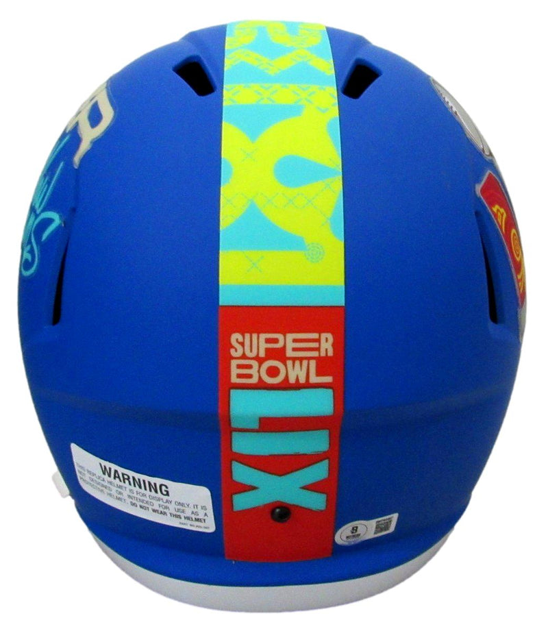 A.J. Brown Signed Full Size Replica SB LIX Blue Helmet Eagles Beckett 195537