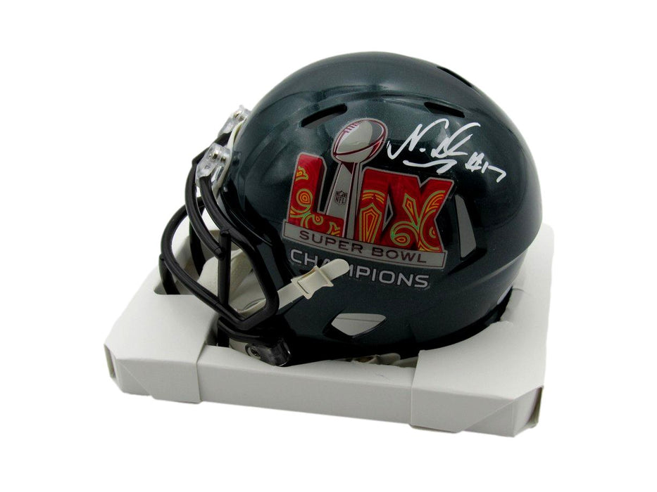 Nakobe Dean Signed/Auto Super Bowl LIX Champions Mini Helmet Eagles PSA 192744