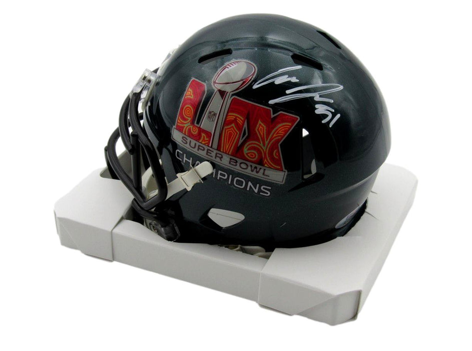 Cam Jurgens Signed/Auto Super Bowl LIX Champions Mini Helmet Eagles PSA 192745