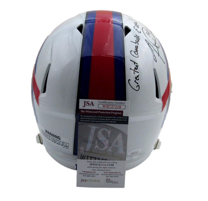 Frank Reich Signed/Inscr Speed Full Size Replica Helmet Buffalo Bills JSA 194012