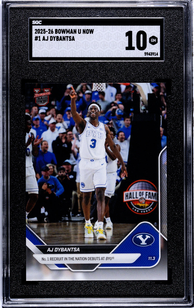 Graded 2025 Topps Bowman U Now AJ Dybantsa #1 Rookie RC Basketball Card SGC 10 Gem Mint