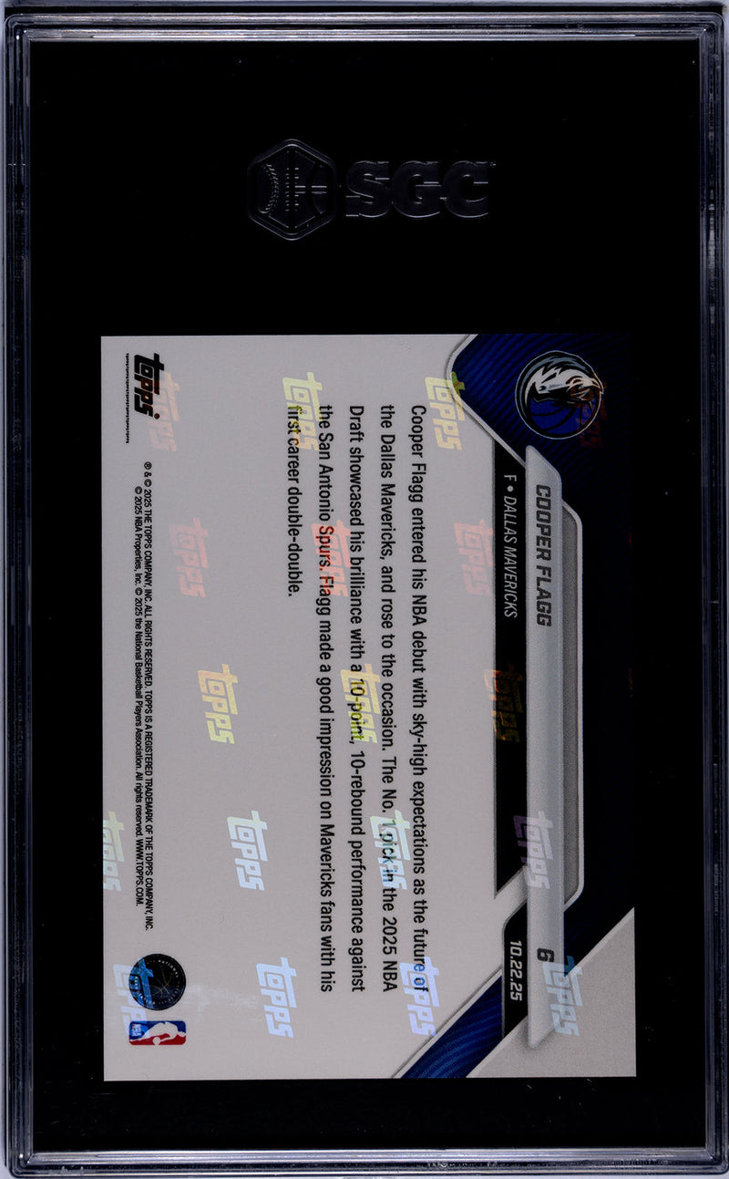 Graded 2025 Topps Now Cooper Flagg #6 Rookie RC Basketball Card SGC 9.5 Mint+
