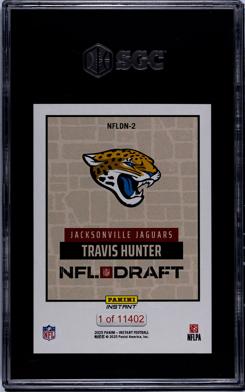 Graded 2025 Panini Instant Travis Hunter #NFLDN2 NFL Draft Night Rookie RC Football Card SGC 10 Gem Mint