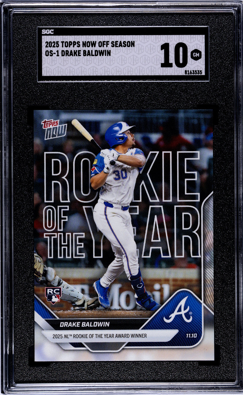 Graded 2025 Topps Now Drake Baldwin #OS1 Offseason Rookie RC Baseball Card SGC 10 Gem Mint