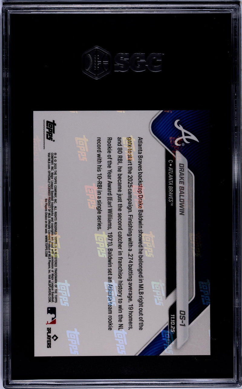 Graded 2025 Topps Now Drake Baldwin #OS1 Offseason Rookie RC Baseball Card SGC 9.5 Mint+