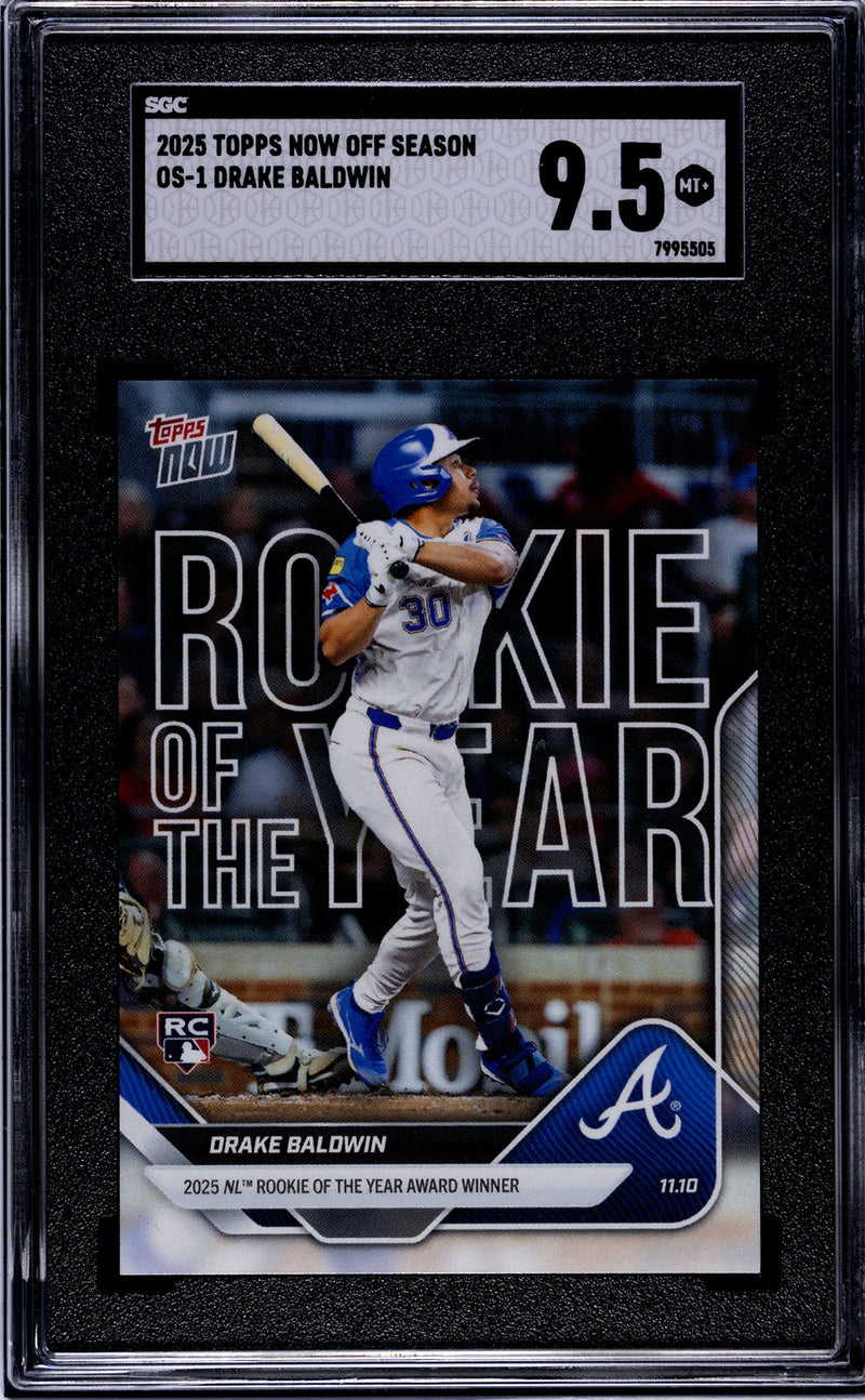 Graded 2025 Topps Now Drake Baldwin #OS1 Offseason Rookie RC Baseball Card SGC 9.5 Mint+