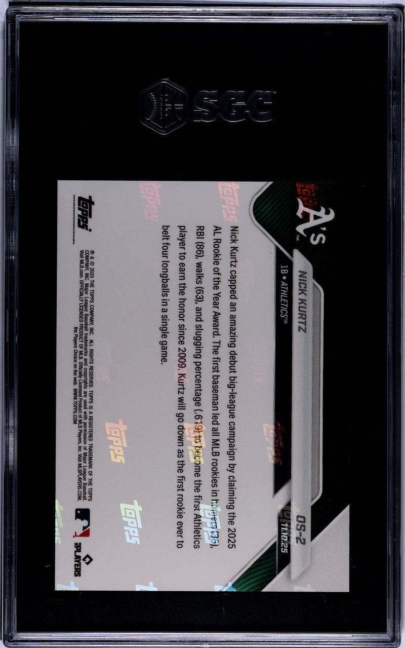 Graded 2025 Topps Now Nick Kurtz #OS2 Offseason Rookie RC Baseball Card SGC 10 Gem Mint