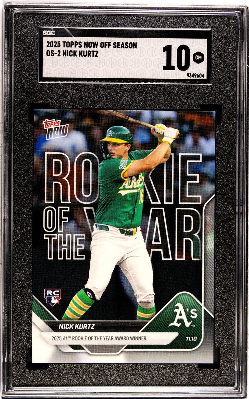 Graded 2025 Topps Now Nick Kurtz #OS2 Offseason Rookie RC Baseball Card SGC 10 Gem Mint