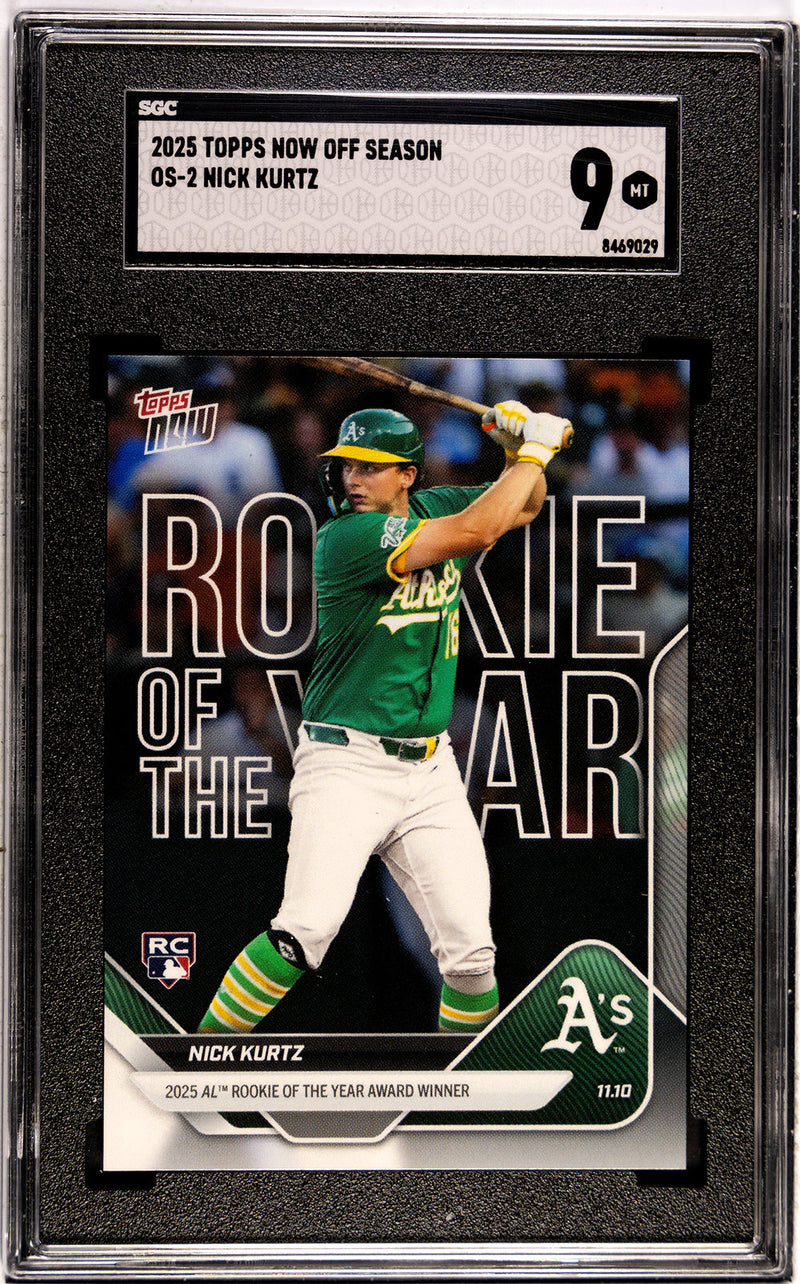 Graded 2025 Topps Now Nick Kurtz #OS2 Offseason Rookie RC Baseball Card SGC 9 Mint