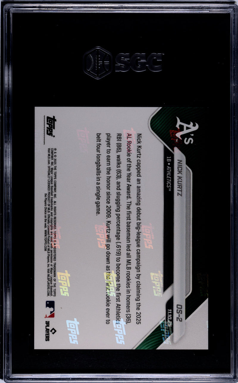 Graded 2025 Topps Now Nick Kurtz #OS2 Offseason Rookie RC Baseball Card SGC 9.5 Mint+