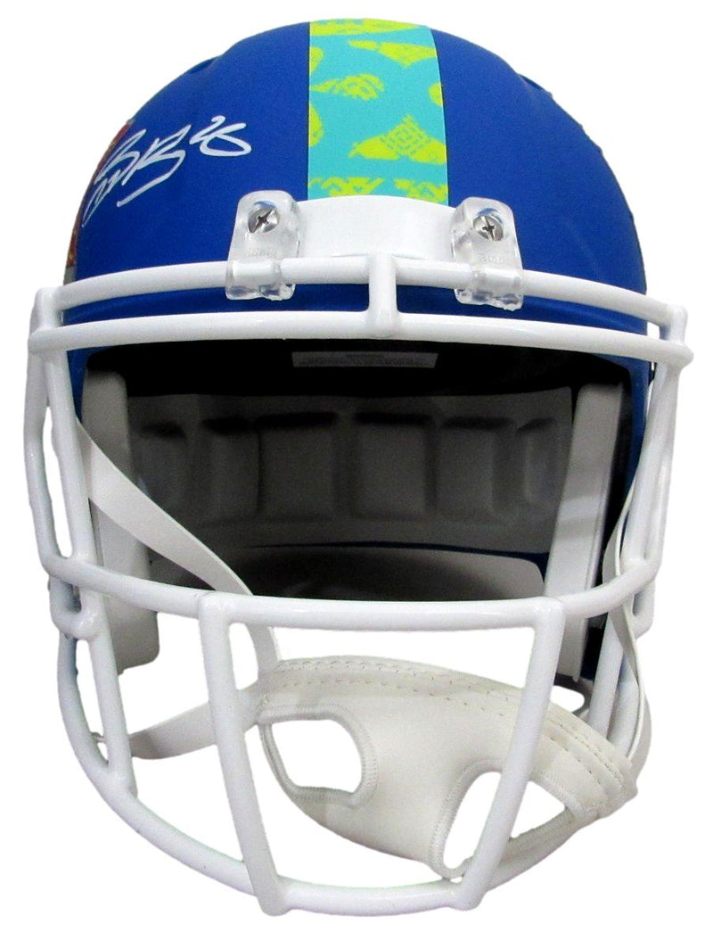 Saquon Barkley Signed Blue SB LIX Full Size Replica Helmet Eagles PSA 195218