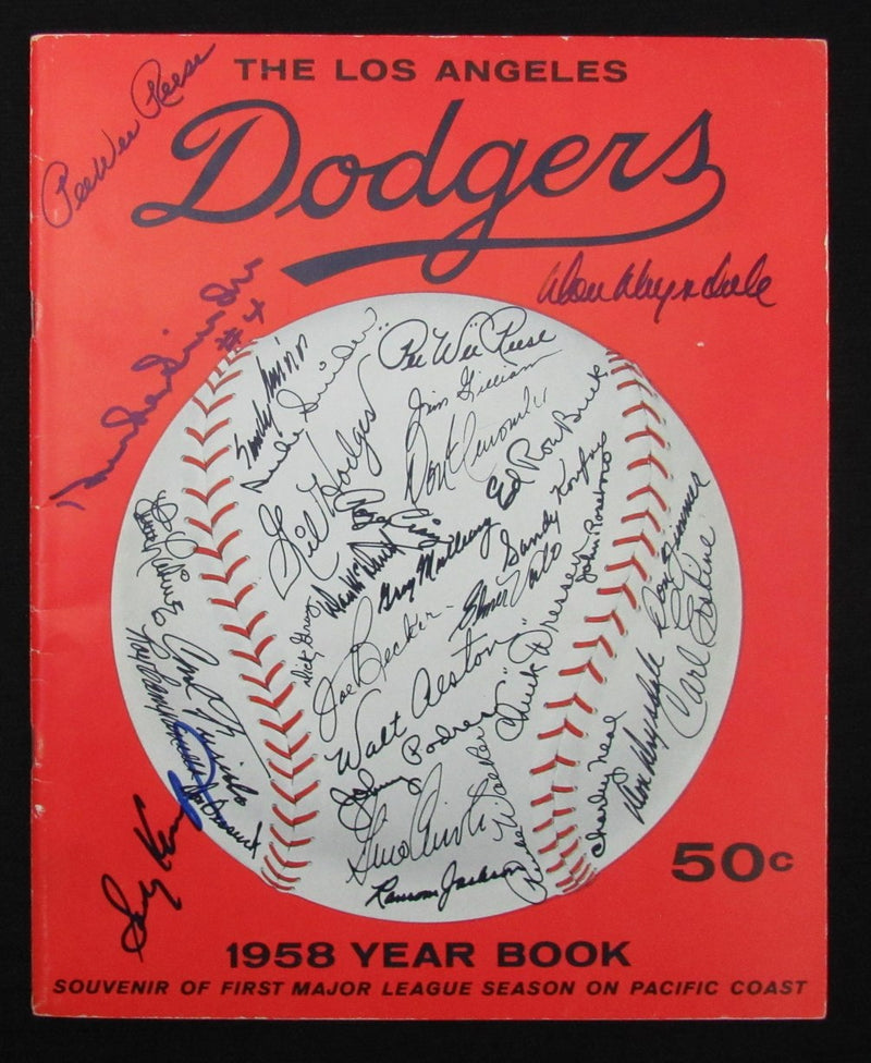 1958 Dodgers Signed/Auto (26) Yearbook Koufax Reese Snider Drysdale JSA 195275