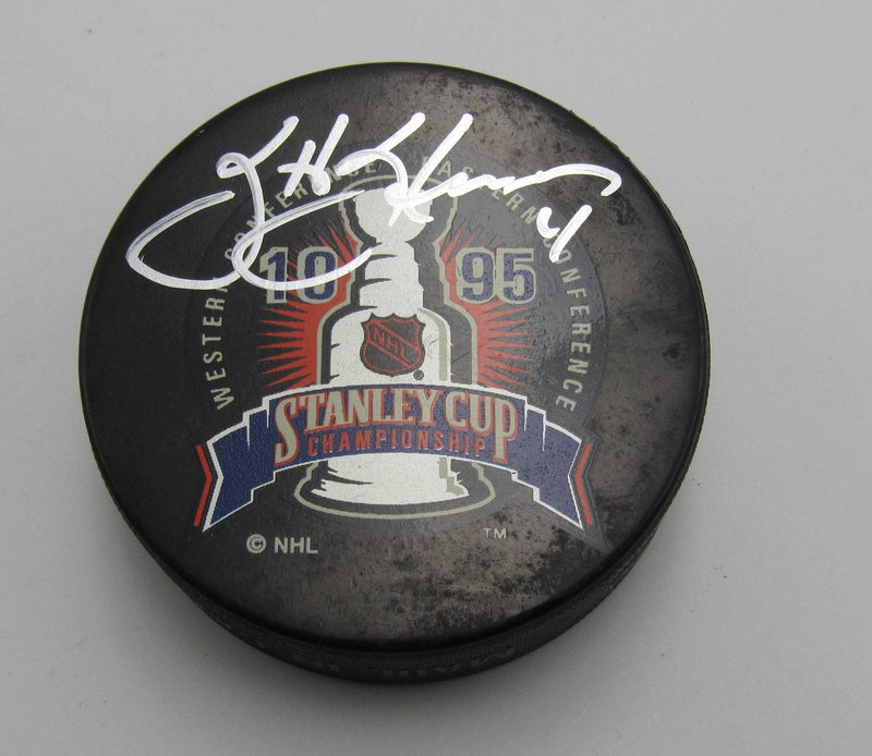 Scott Stevens HOF Signed 1995 Cup Championship Official Game Hockey Puck PSA