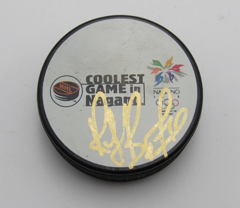 Ray Bourque HOF Signed/Auto 1998 Nagano Hockey Puck Canadian Team PSA 194240